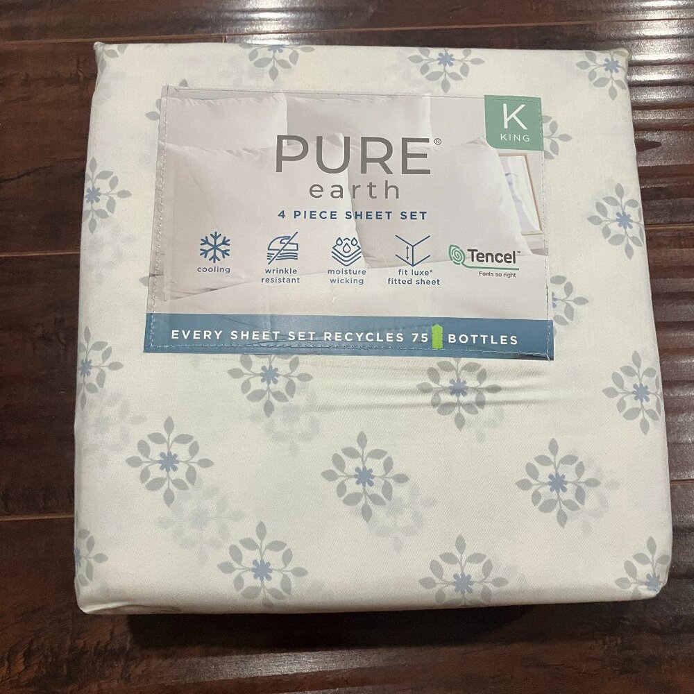 * NEW * Pure Earth Tencel Blend 4-piece Set - Queen